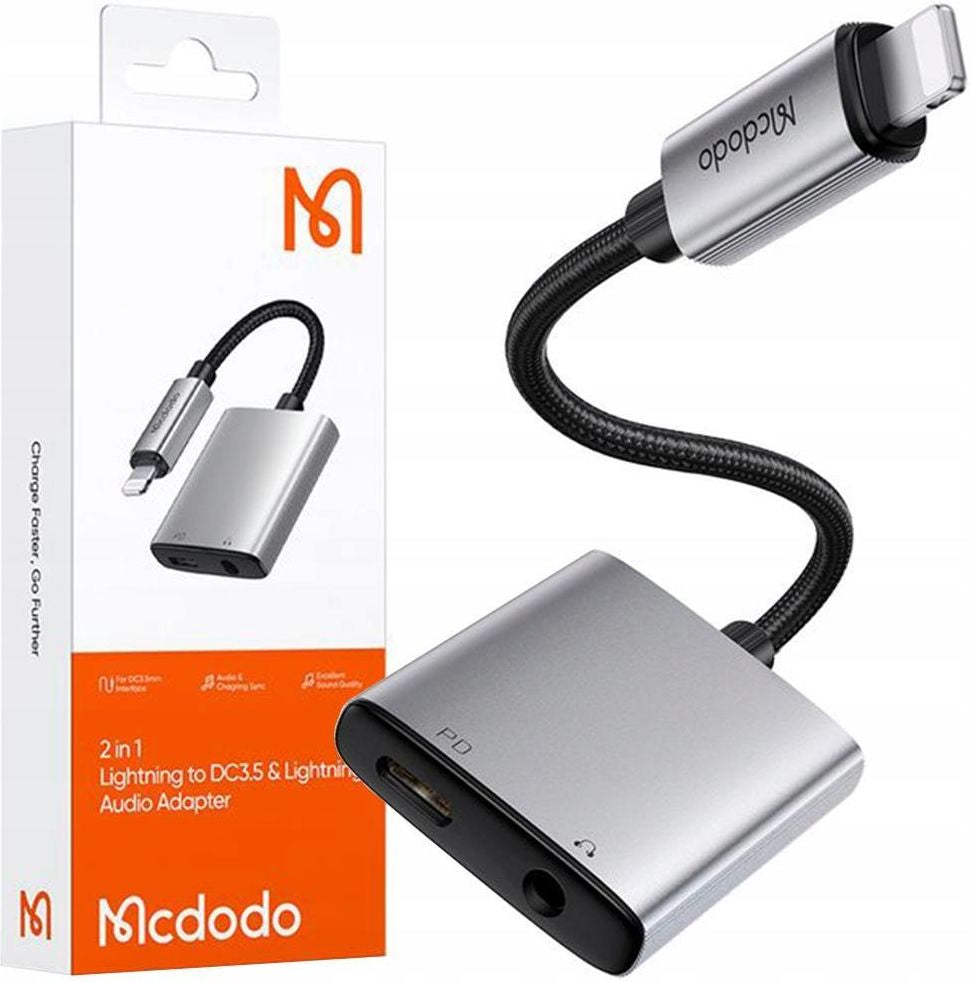 Mcdodo 2 in 1 iPhone Dual Port Splitter Lightning To 3.5mm