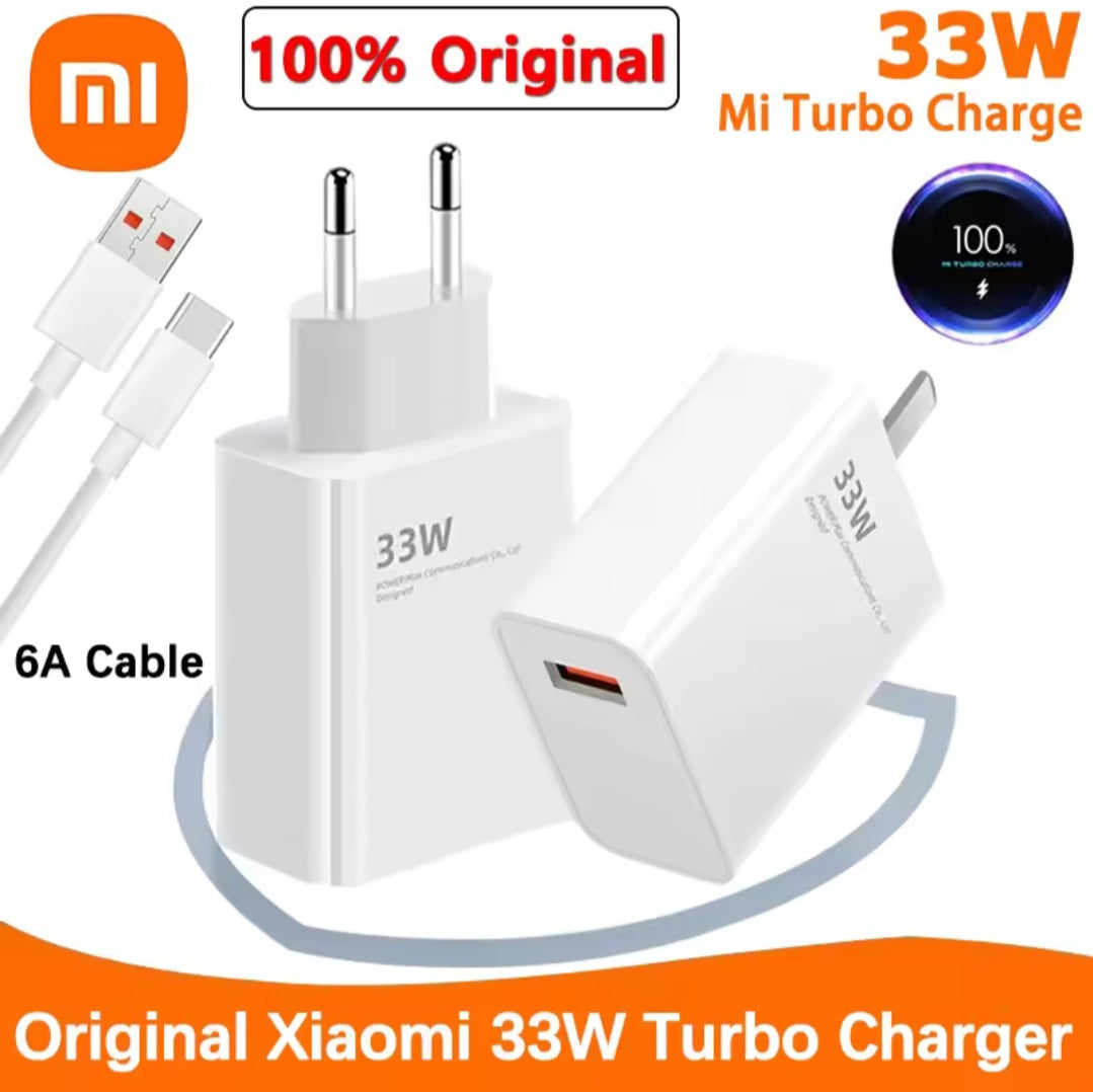 100% Original Xiaomi Charger 33W Fast Turbo Charger