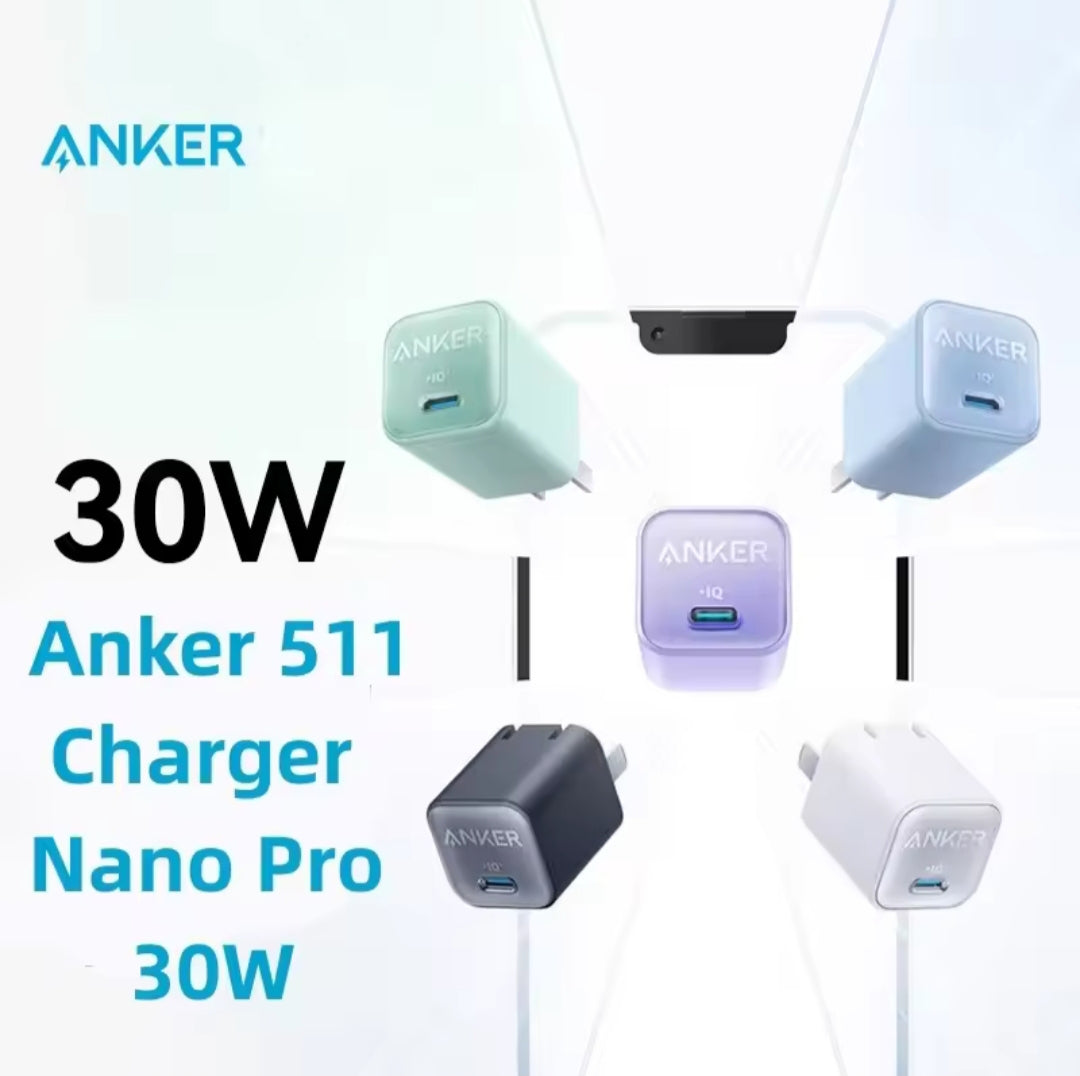 Original Anker Lott USB C GaN Charger 30W, 511 Nano 3 Pro