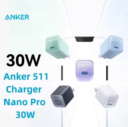 Original Anker Lott USB C GaN Charger 30W, 511 Nano 3 Pro