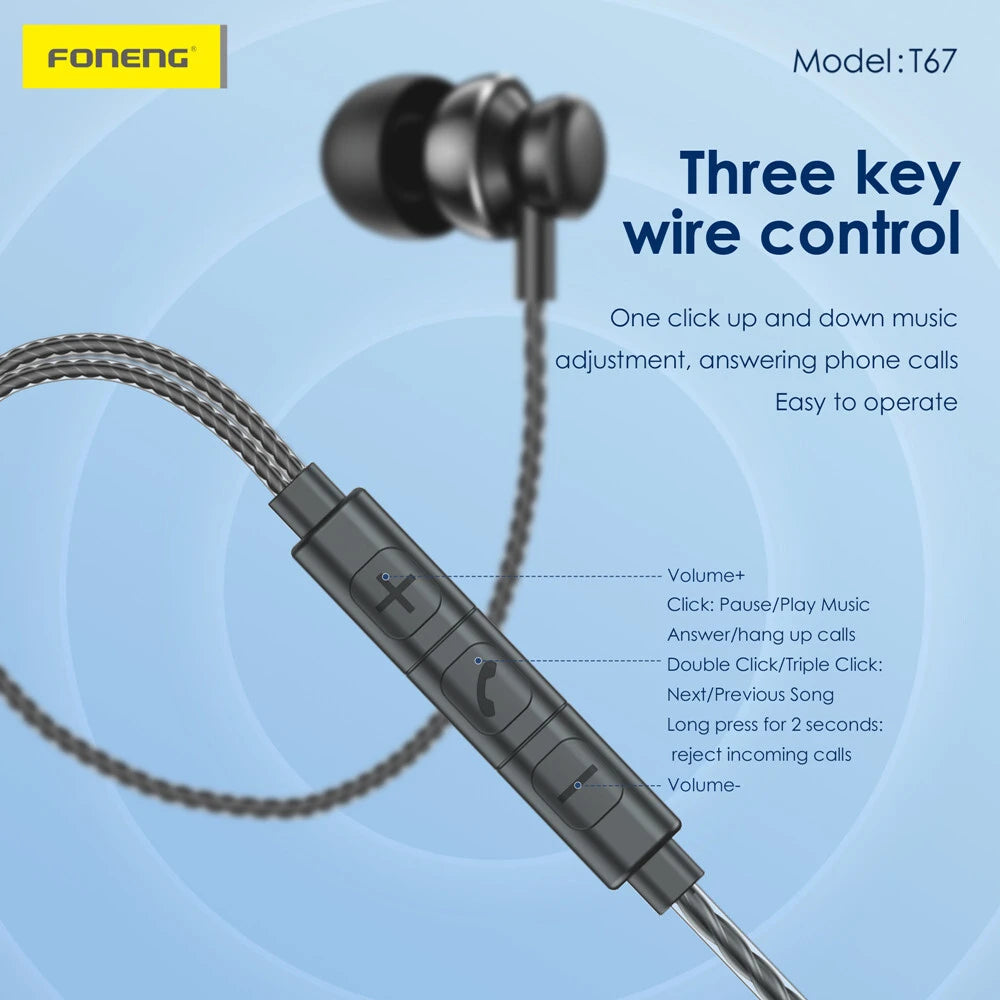 💯 Original FONENG Gaming In-ear Heavy Bass Earphone Type C Handfree