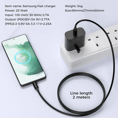 Samsung 25W UK Plug Super Fast Charger 3 Pin USB Type C