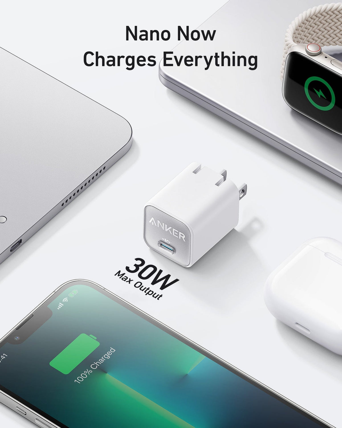 Original Anker Lott USB C GaN Charger 30W, 511 Nano 3 Pro
