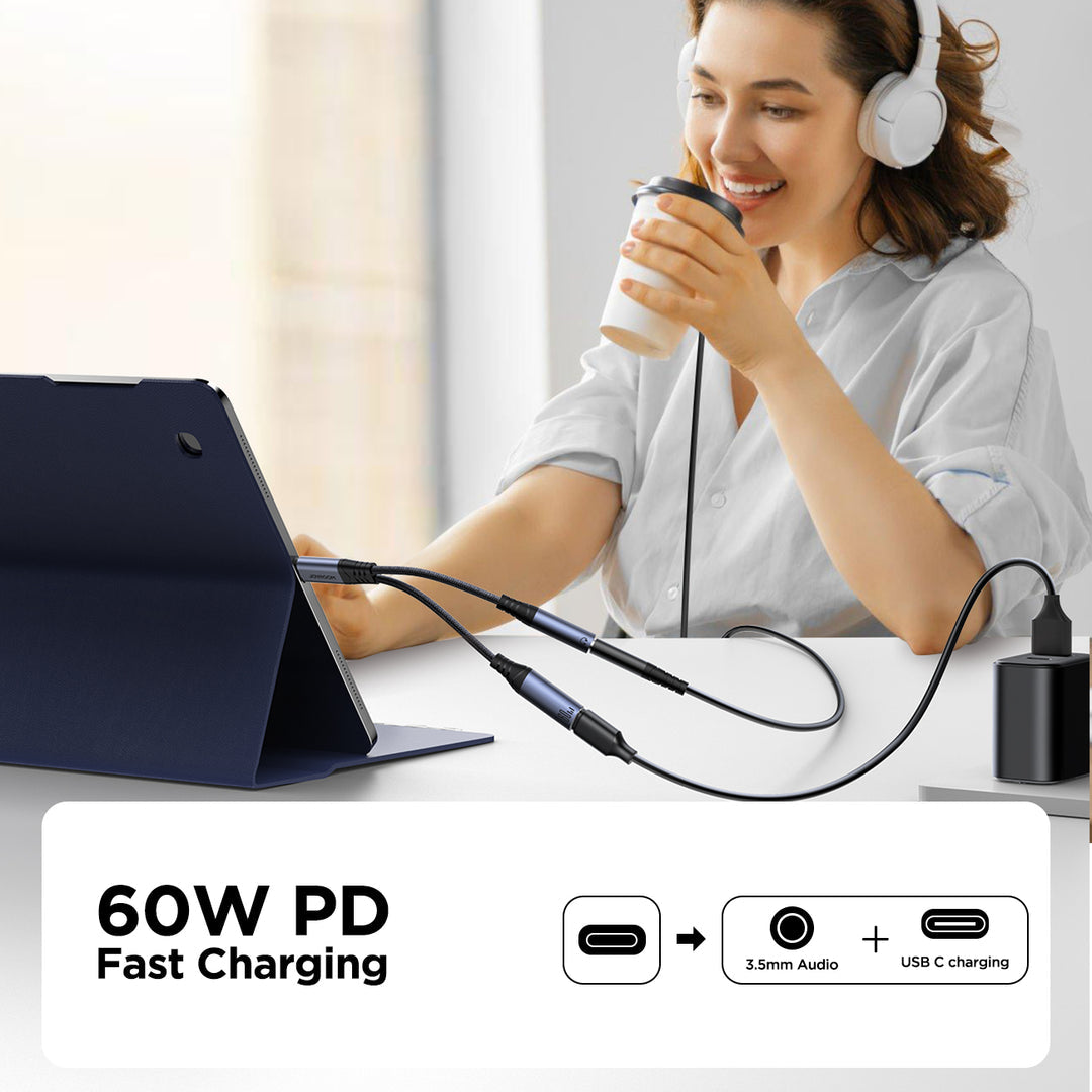 Joyroom SY-C02 2-in-1 USB-C to 3.5mm Gaming Adapter