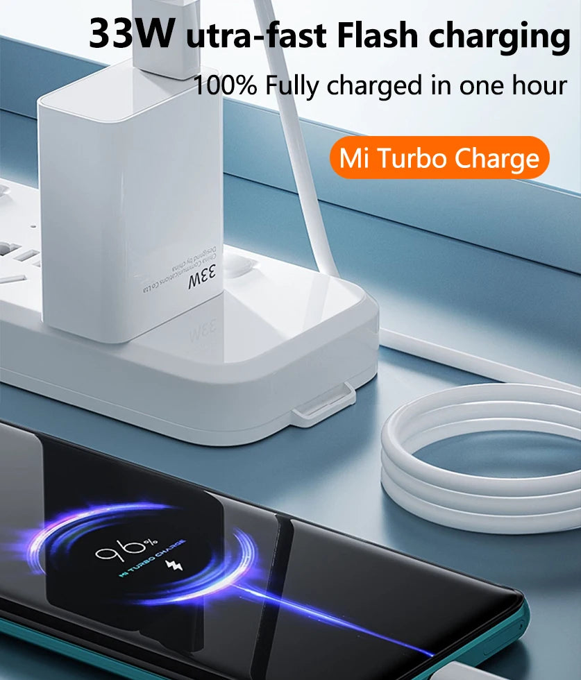 100% Original Xiaomi Charger 33W Fast Turbo Charger