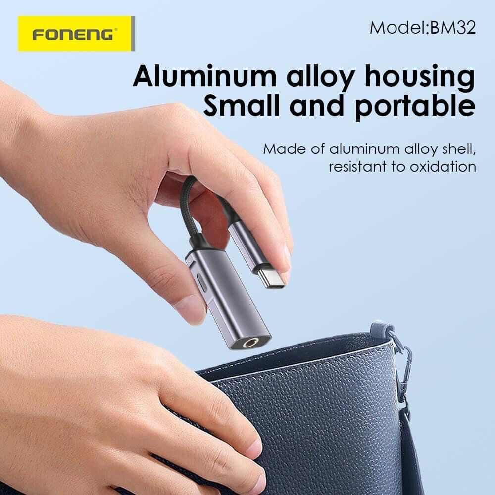 Original FONENG BM32 2-in-1 USB-C to 3.5mm Adapter