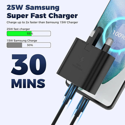 Samsung 25W UK Plug Super Fast Charger 3 Pin USB Type C