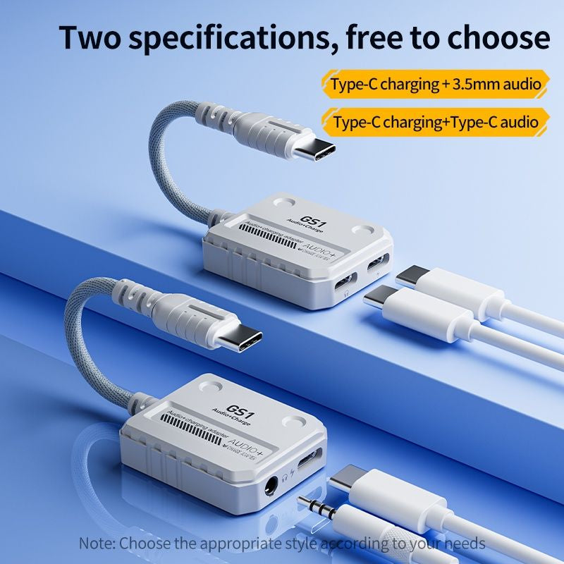 Plextone GS1 2-in-1 USB-C to 3.5mm 60W Gaming Adapter