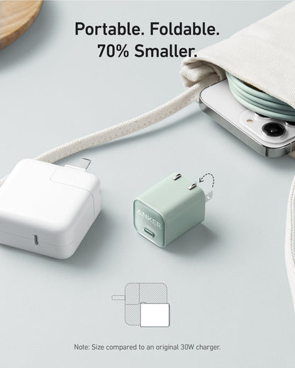 Original Anker Lott USB C GaN Charger 30W, 511 Nano 3 Pro