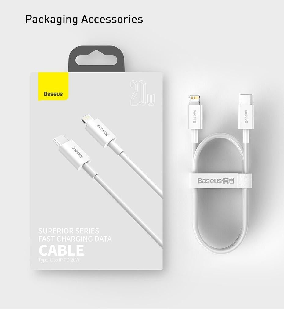 100% Original Baseus 20W PD Fast Charging Type-C to Lightning Cable
